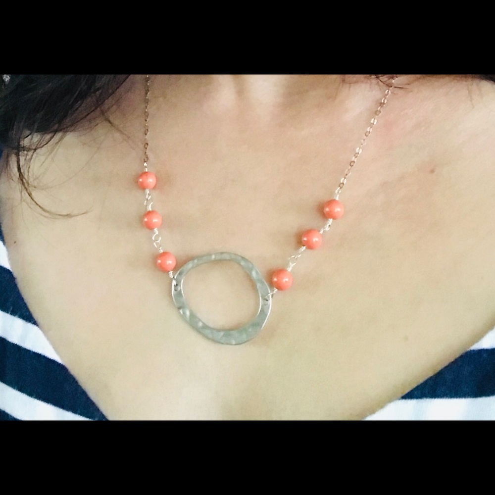 Coral silver necklace